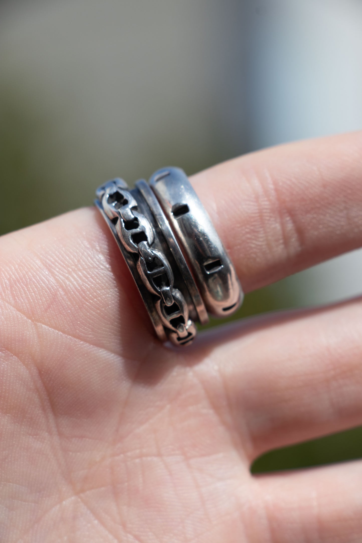 Sterling Vintage Mariner Link Spinner Ring