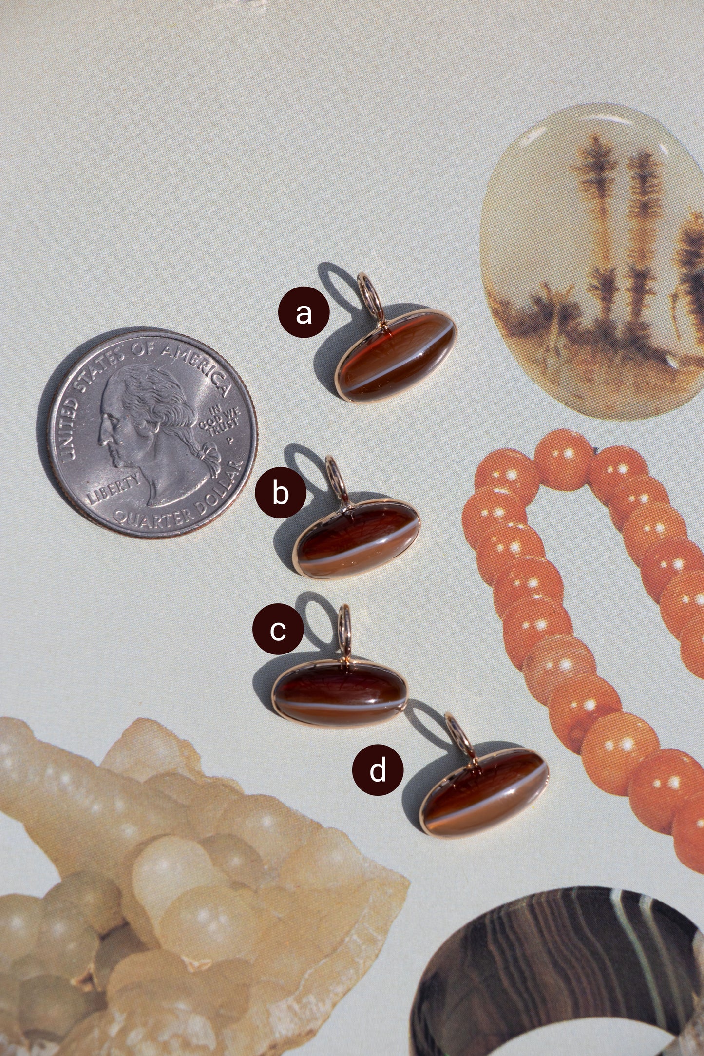 Vintage 14k Candy Banded Agate Charm