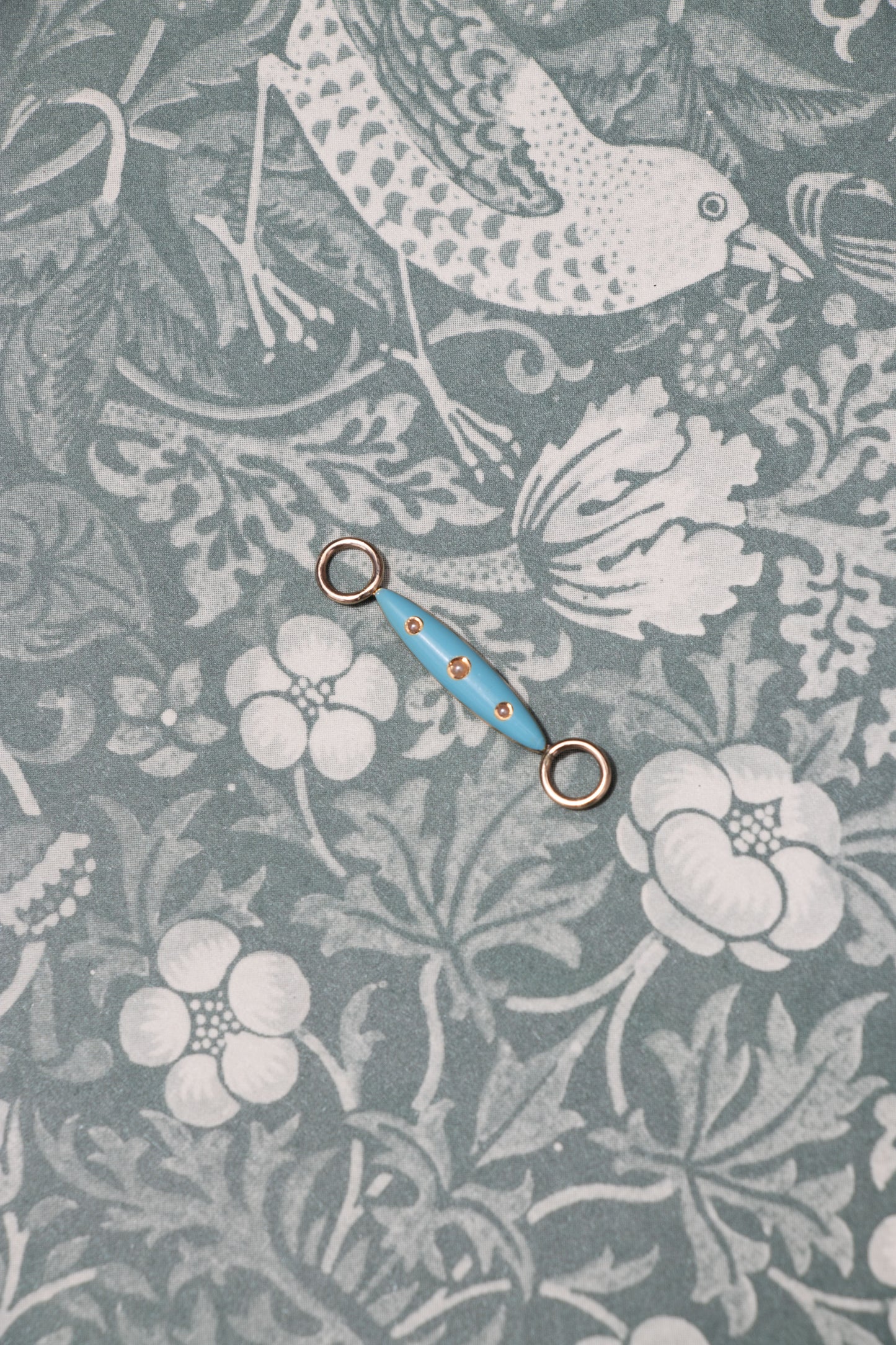 14k Blue Enamel + Pearl Connector