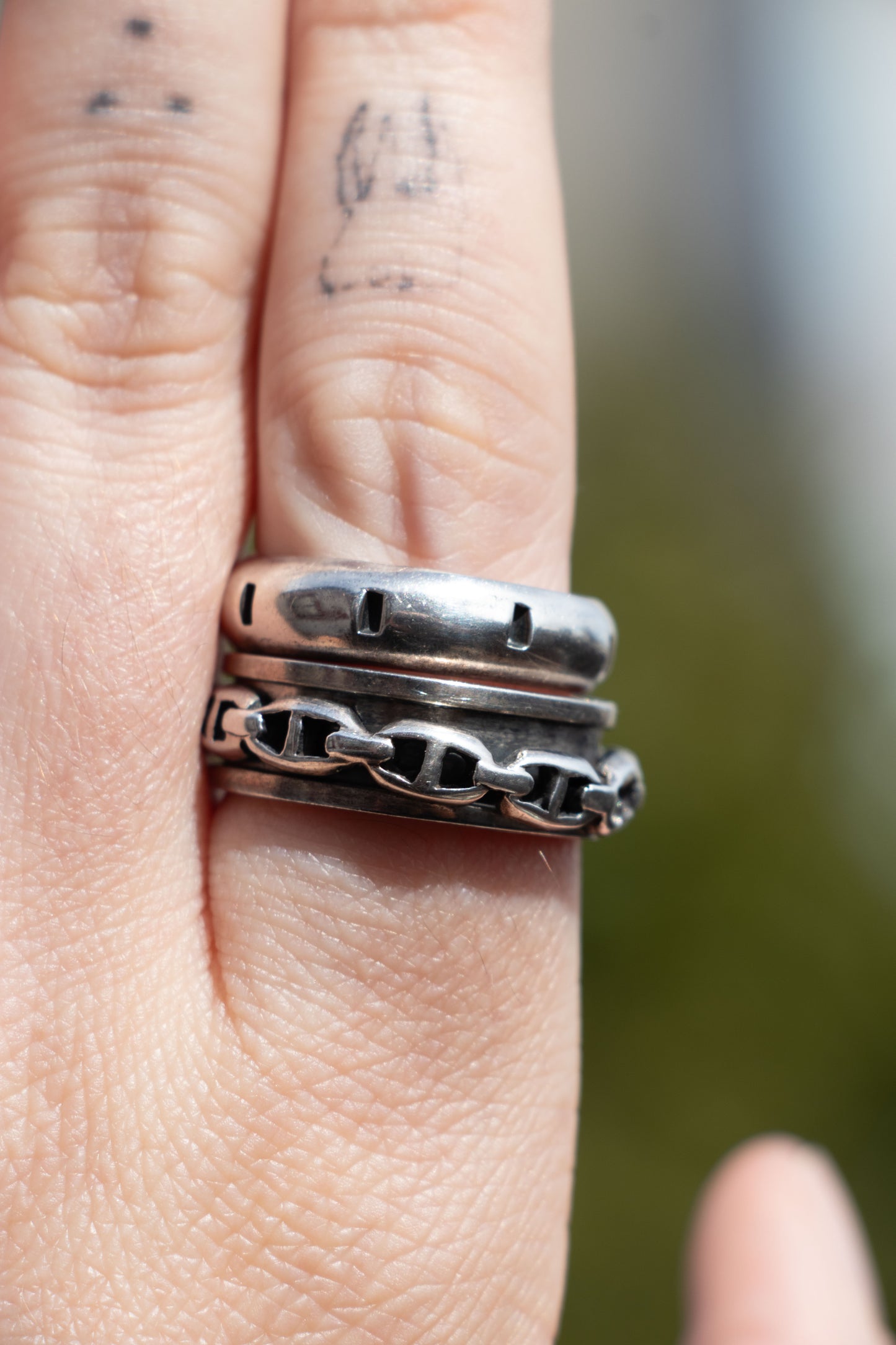 Sterling Vintage Mariner Link Spinner Ring