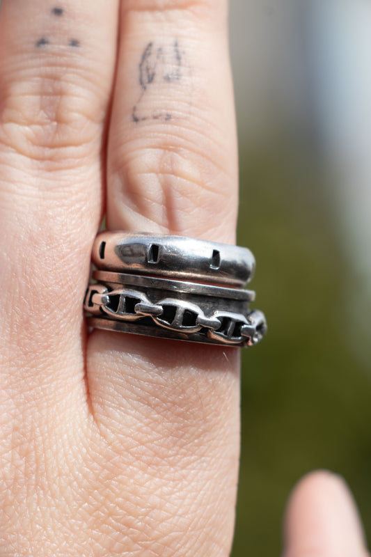 Sterling Vintage Mariner Link Spinner Ring