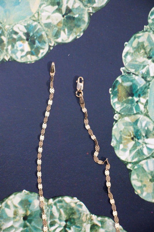 14k Textured Mirror Chain 24”