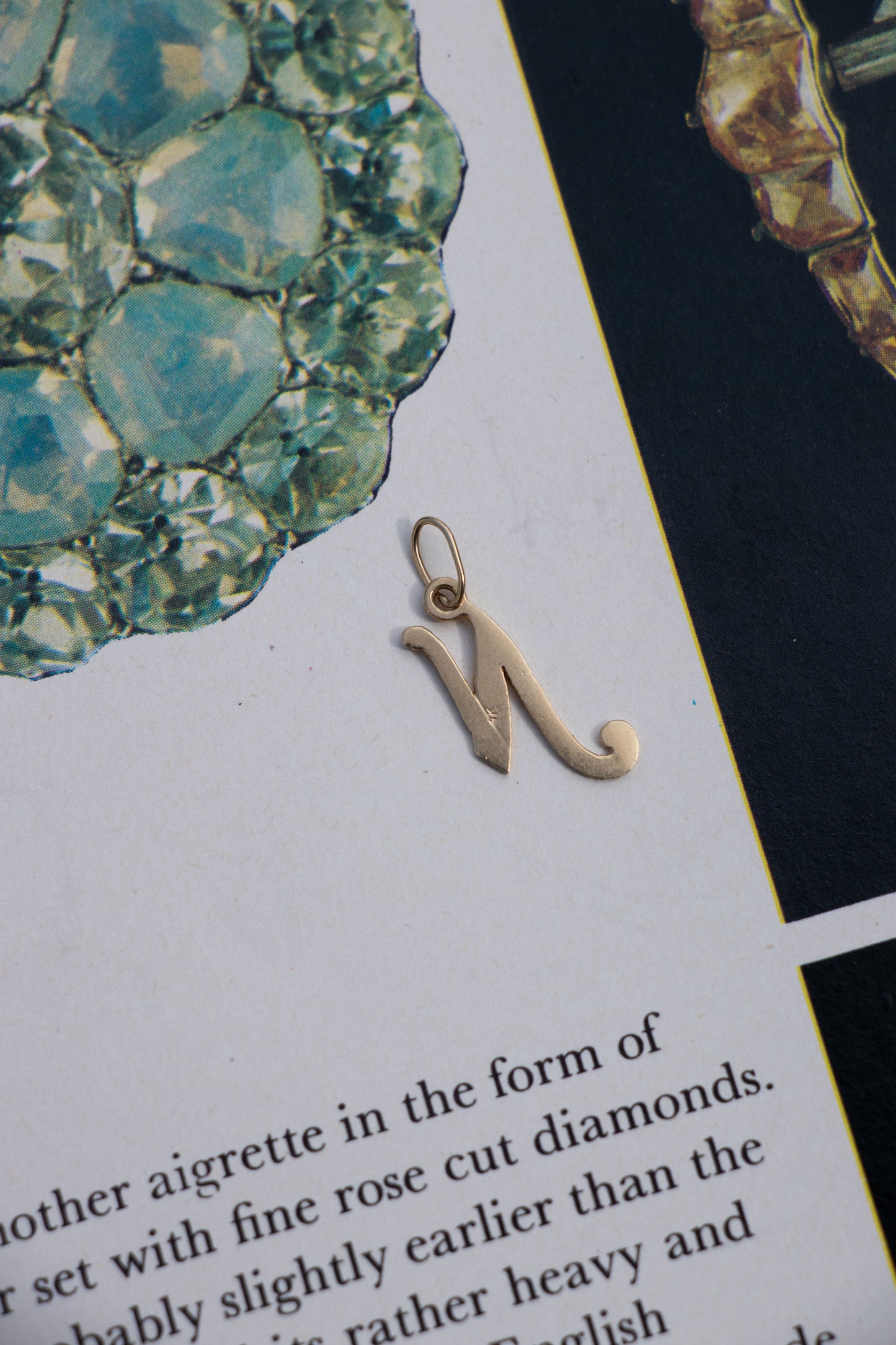 14k Vintage ‘N’ Initial Charm