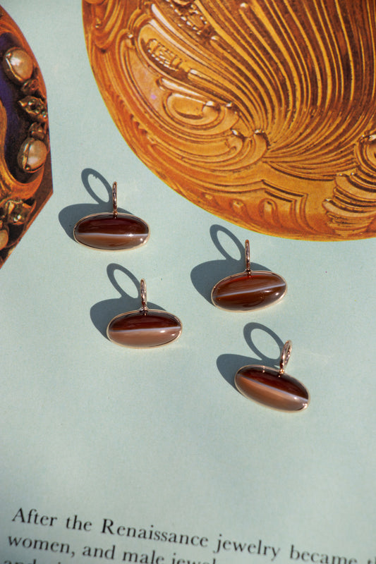 Vintage 14k Candy Banded Agate Charm