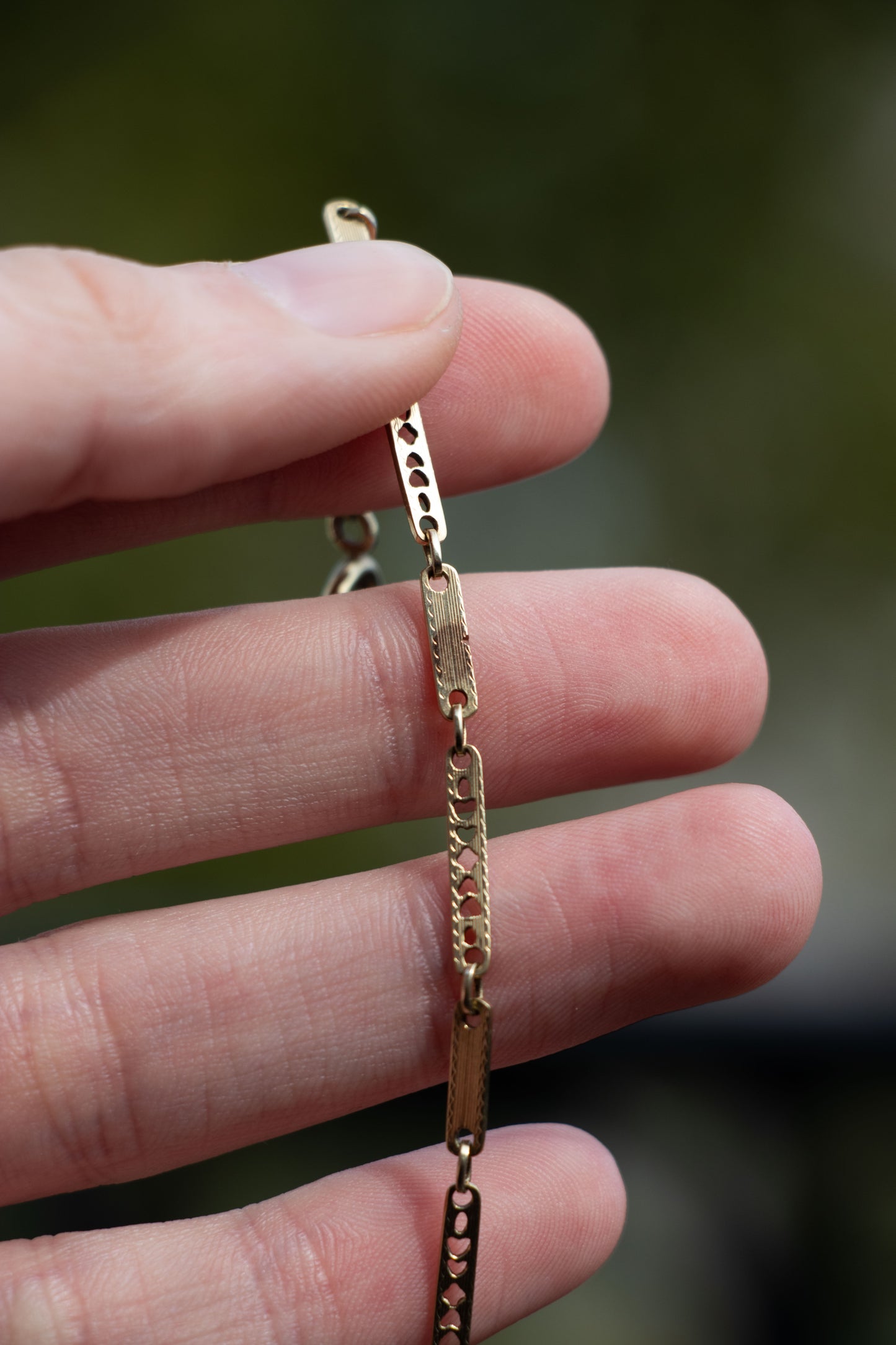 Antique 10k Etched Watch Chain 12.5”