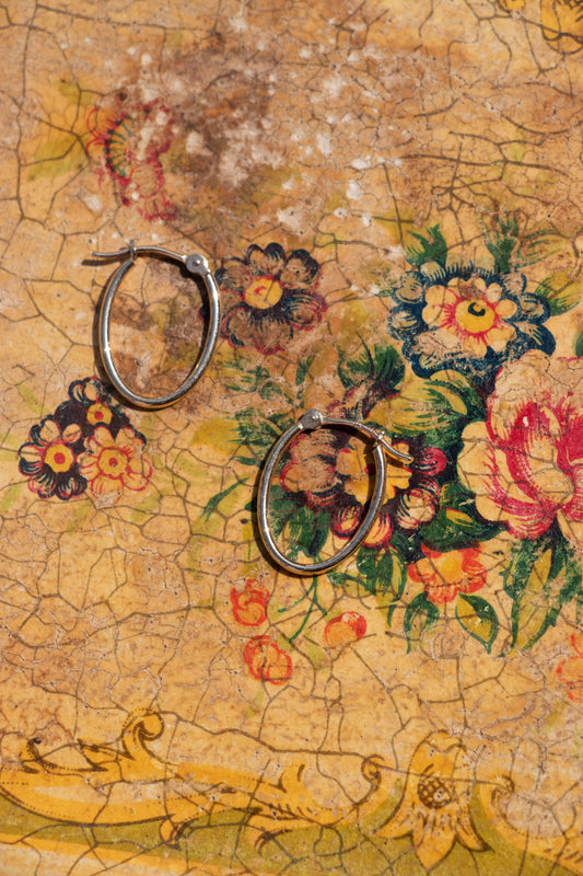 Vintage 14k Oval Hoop Earrings