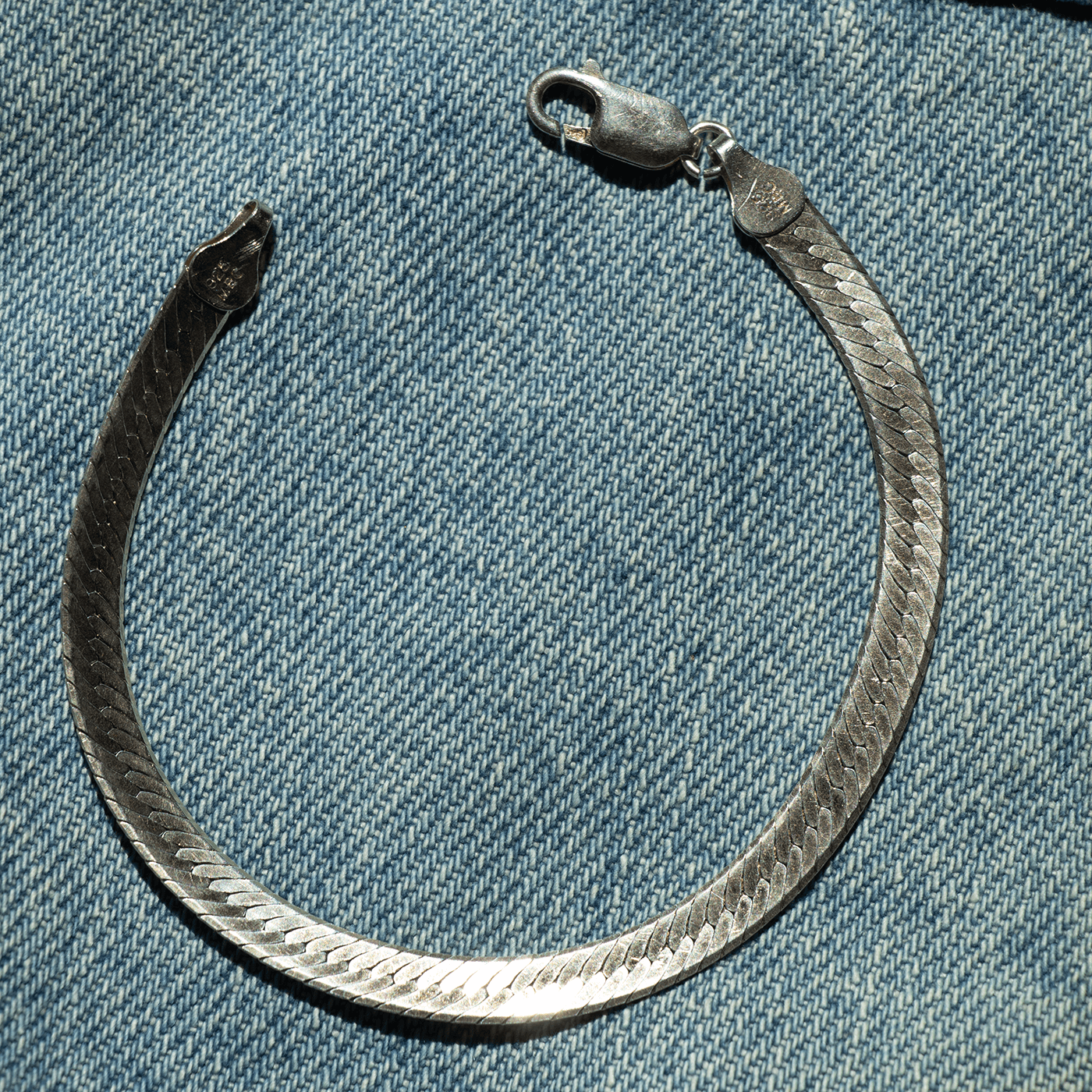 Vintage Sterling Silver Herringbone Bracelet