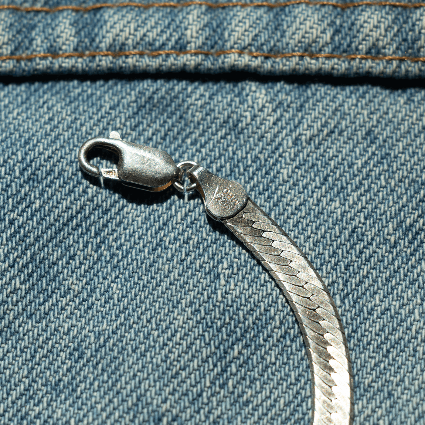 Vintage Sterling Silver Herringbone Bracelet